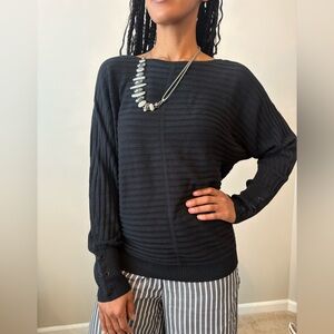 IMAN Black Ribbed Women's Blouse